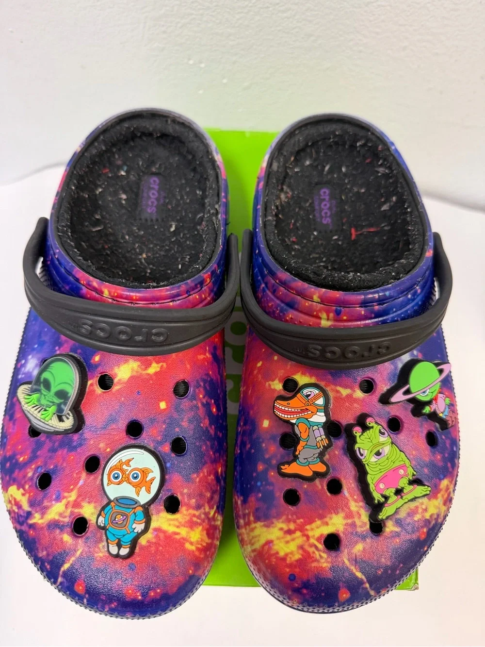 CROCS Kids Tie-Dye Galaxy Clog with Space Jibbitz - Purple, Orange & Yellow